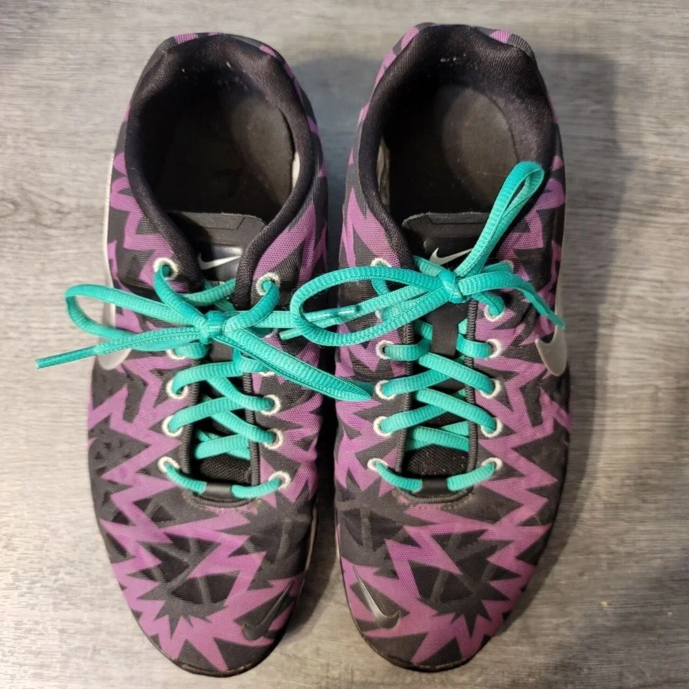 Nike Free TR Fit 3 Running‎ Race Shoes Womens US 9 Purple Black Teal Swoosh Logo